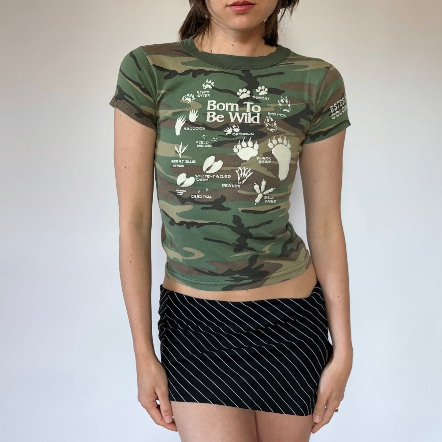90s Camo Baby Tee (XXS)
