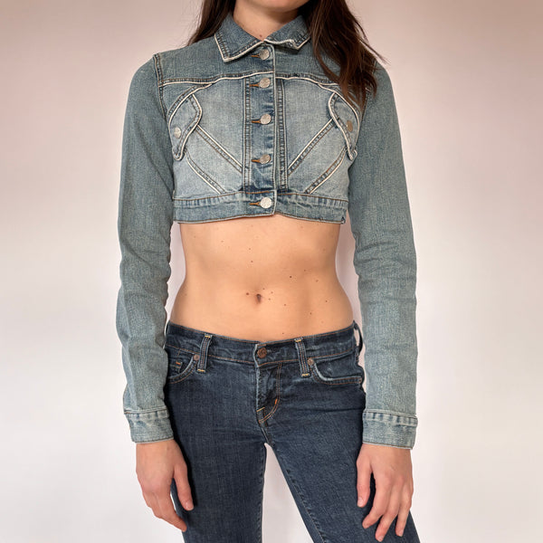 Y2K Cropped Denim Jacket (XS/S)