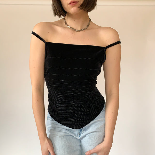 Vintage Noir Velvet Tank (M)