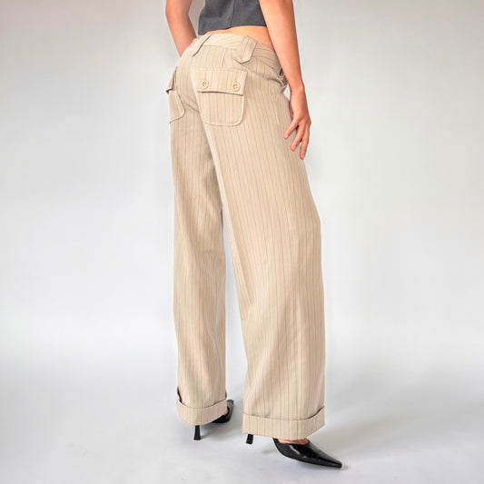 2000s Nude Pinstripe Trousers (S)