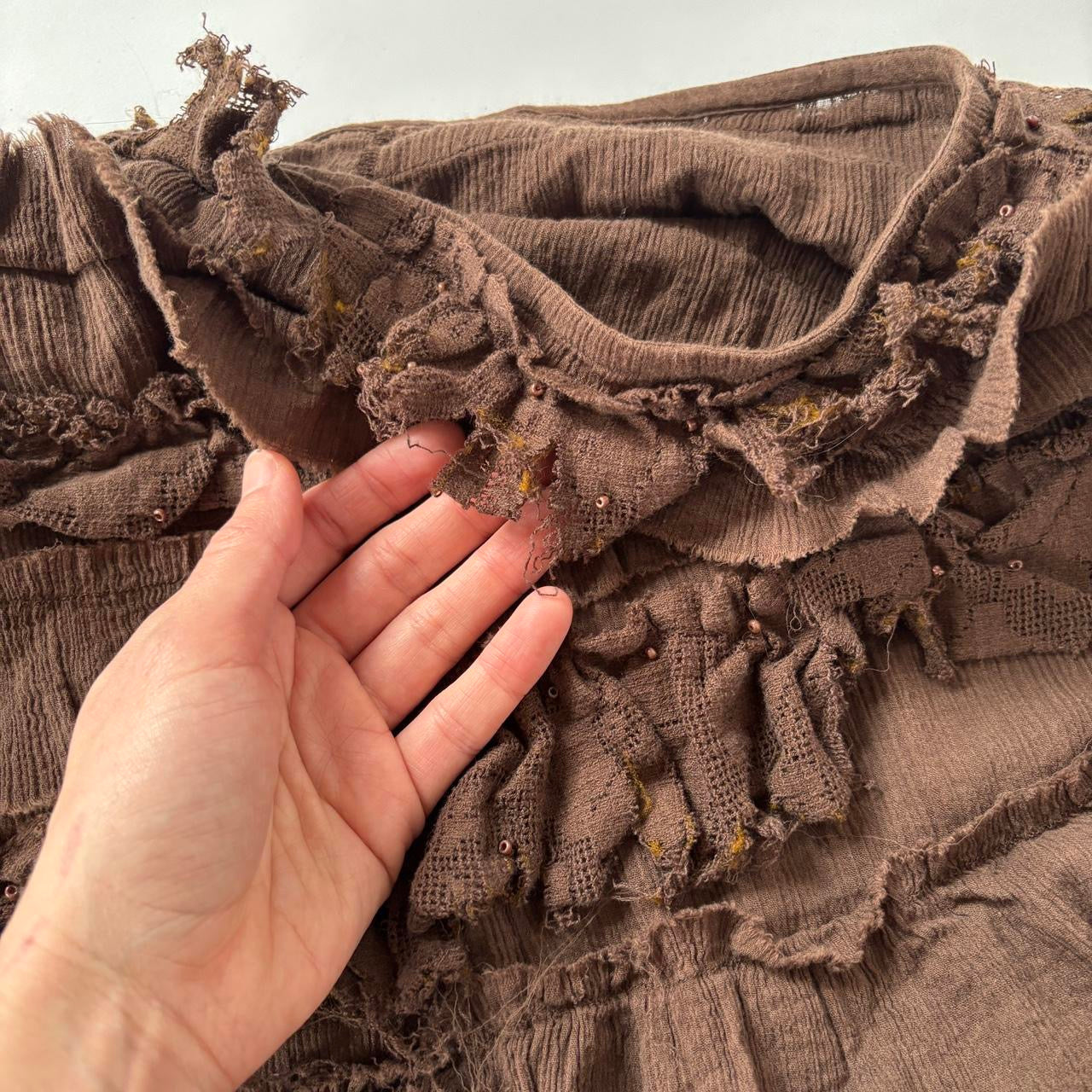 Y2K Ruffly Tiered Cotton Skirt (S)