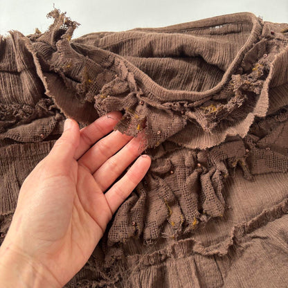 Y2K Ruffly Tiered Cotton Skirt (S)