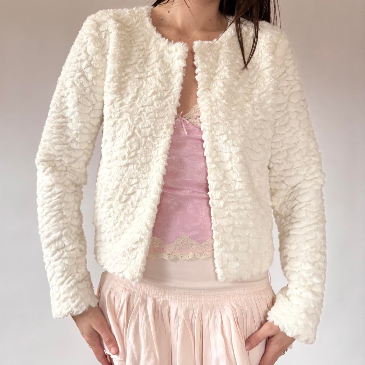 White Faux Fur Jacket (M)