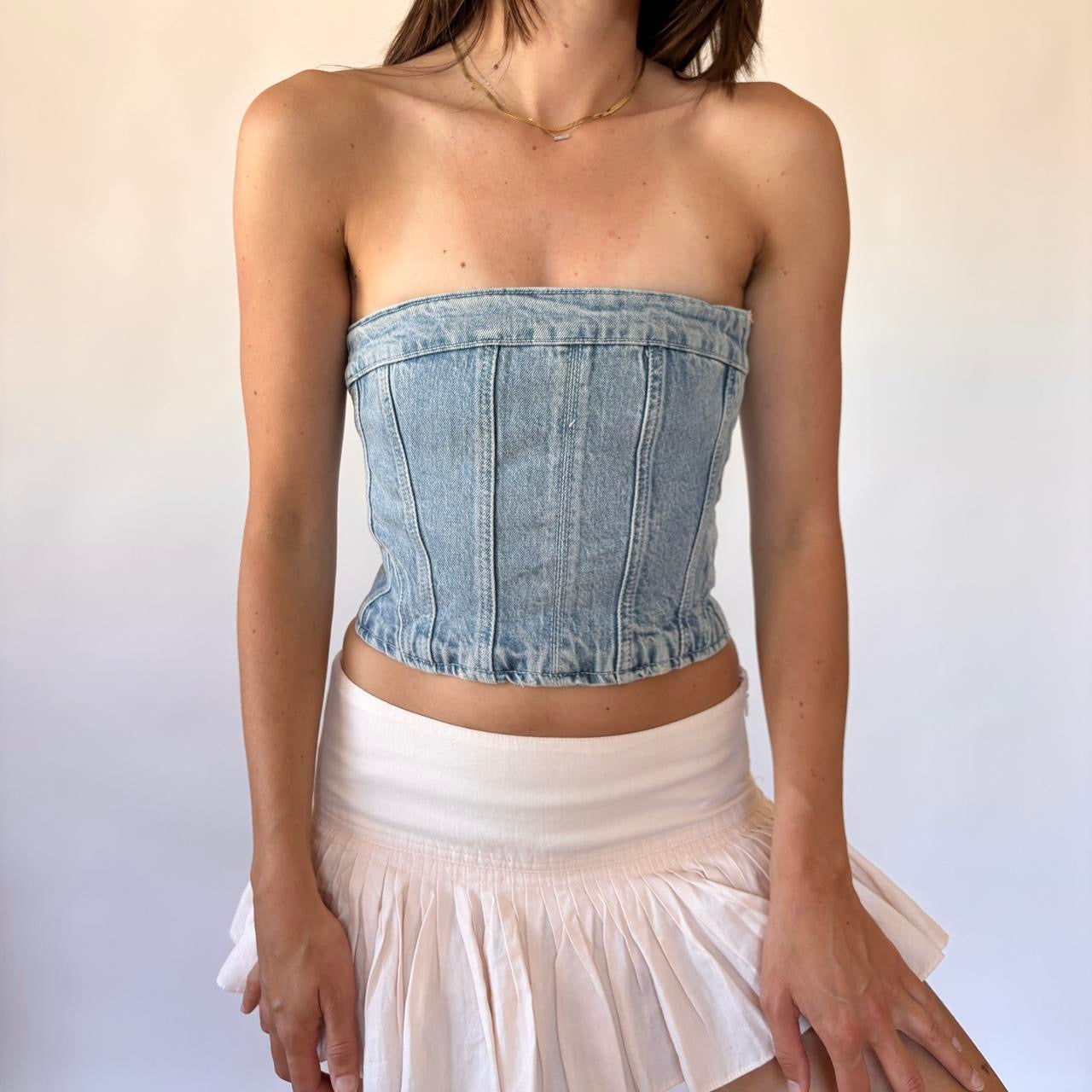 Y2K Denim Tube Top (XS)