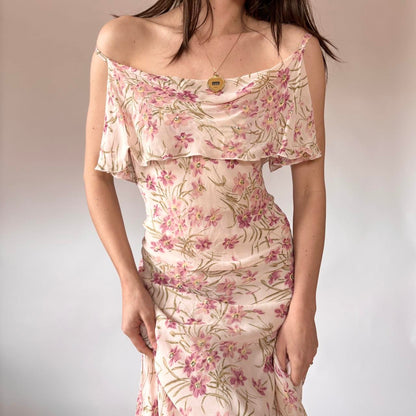 90s Bias Cut Floral Dress (L/XL)