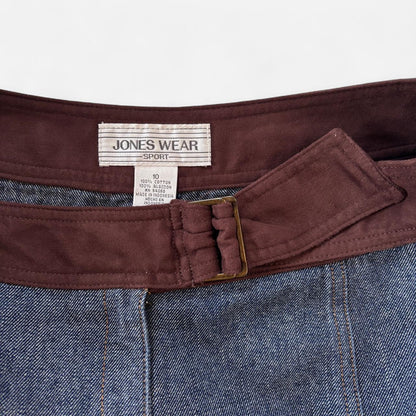 Y2K Belted Denim Skirt (M)