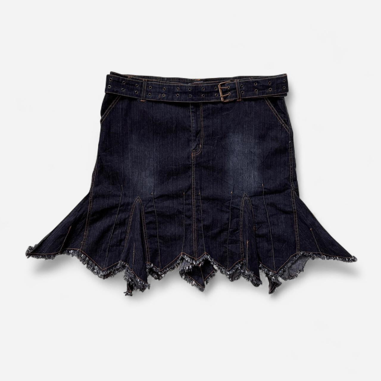 Y2K Belted Denim Midi Skirt (2X)