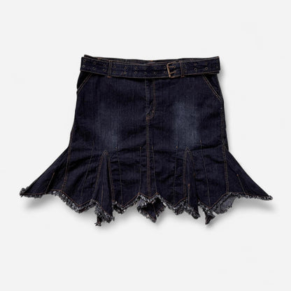 Y2K Belted Denim Midi Skirt (2X)