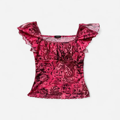 Y2K Paisley Mesh Top (S/M)