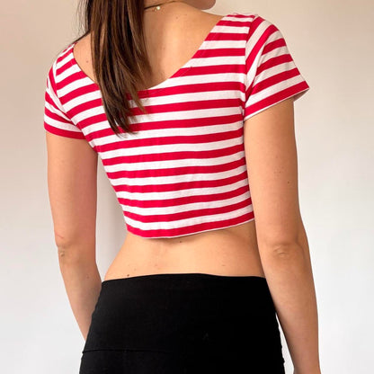 90s Striped Button Crop Top (S/M)