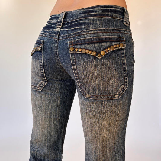 Y2K Studded Bootcut Jeans (XXS)
