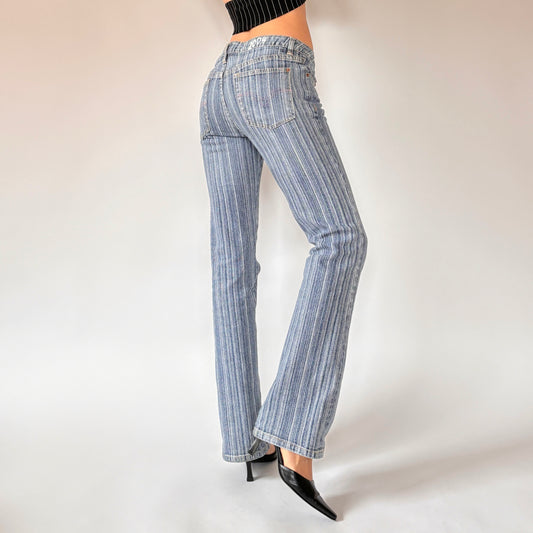 Y2K Stripy Blue Jeans (S)