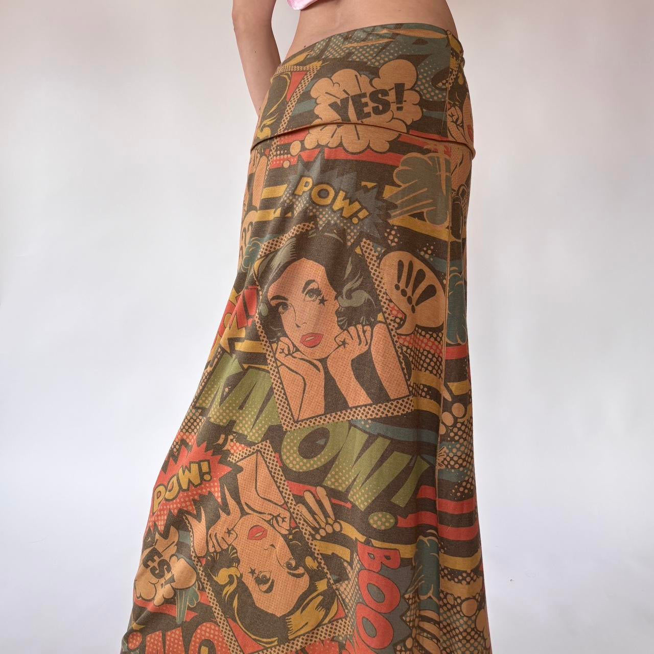Y2K Graphic Pop Art Maxi Skirt (M/L)