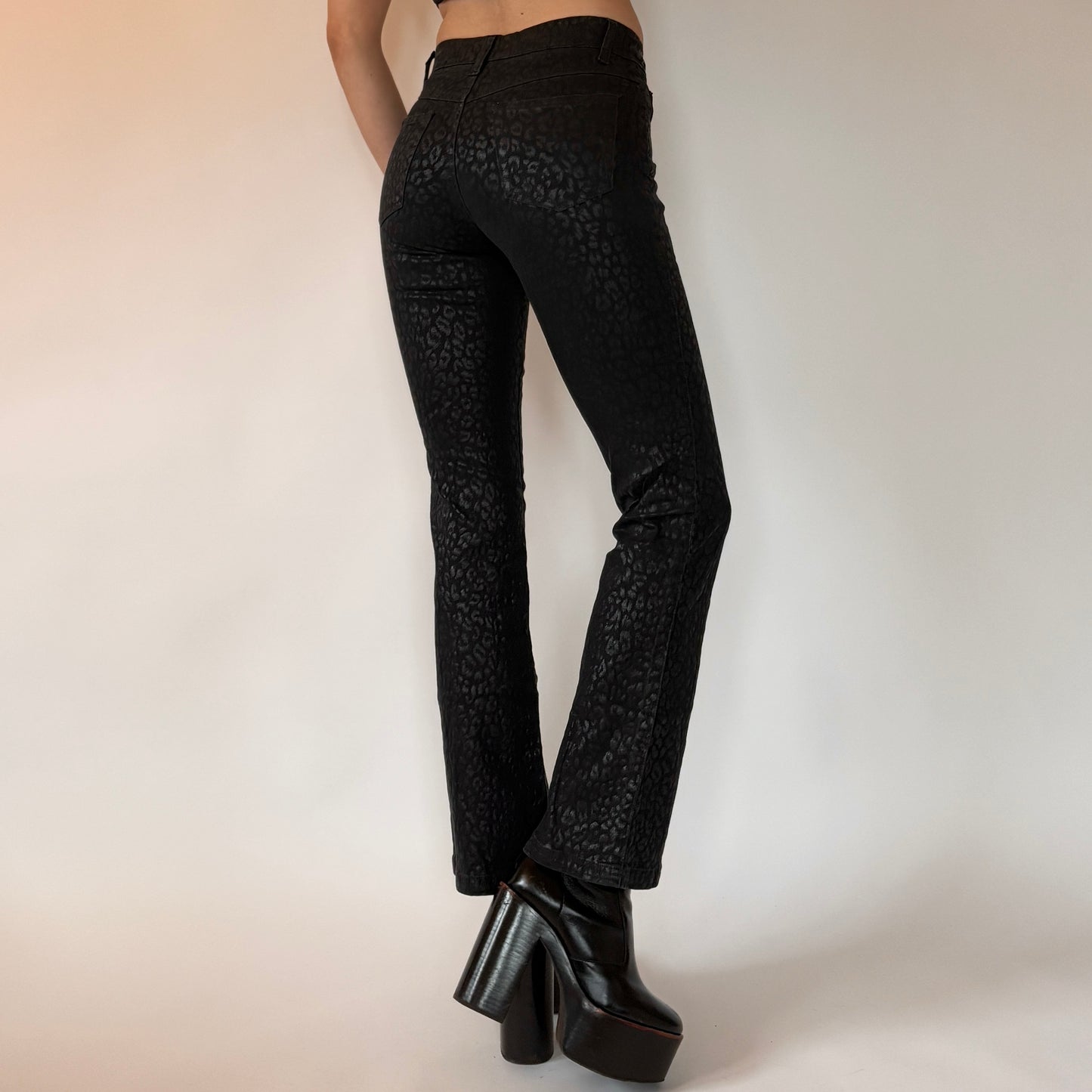 Y2K Noir Leopard Flares (XXS)