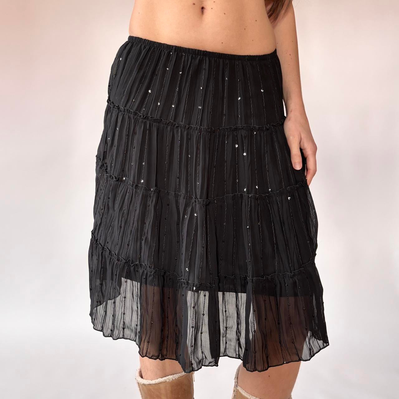 Y2K Sequin Tiered Skirt (XS)