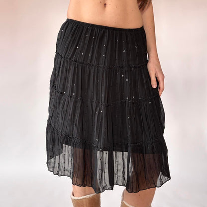 Y2K Sequin Tiered Skirt (XS)