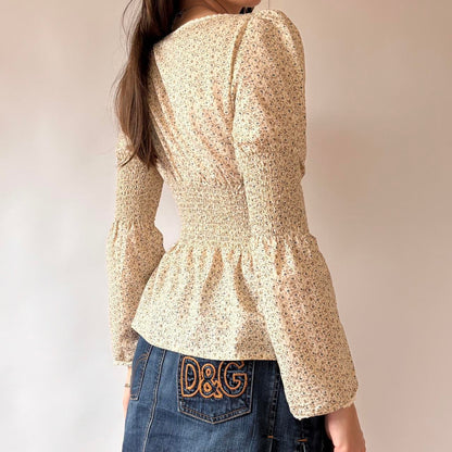 Y2K Floral Boho Longsleeve Top (S)