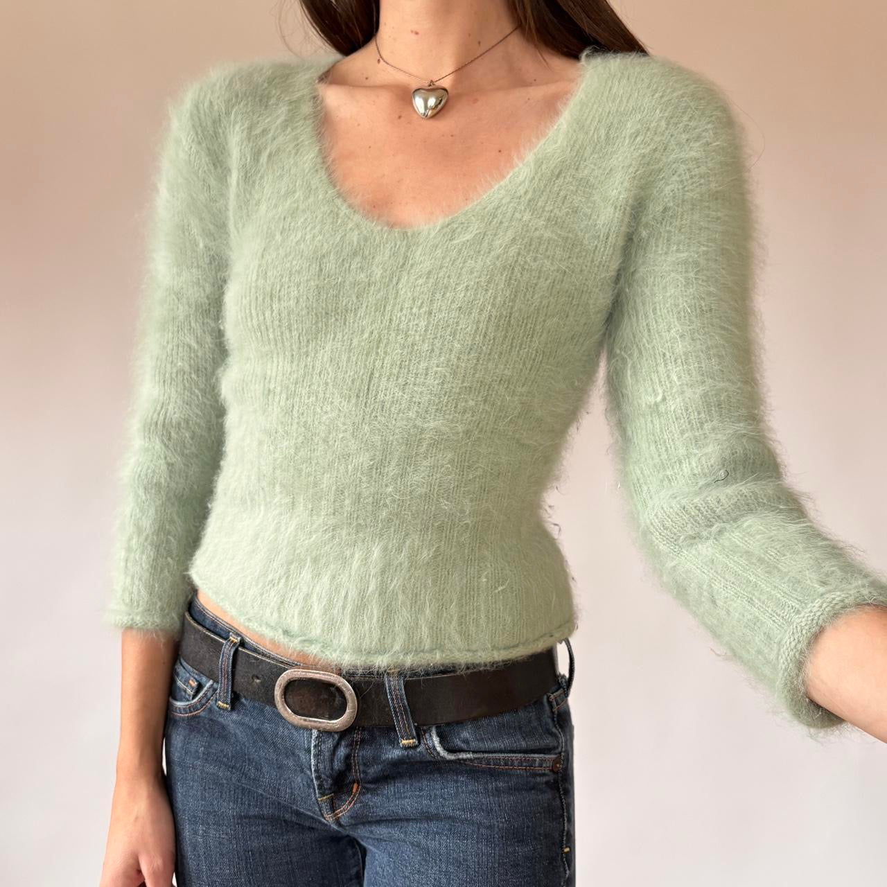 Minty Angora Knit Sweater (S/M)