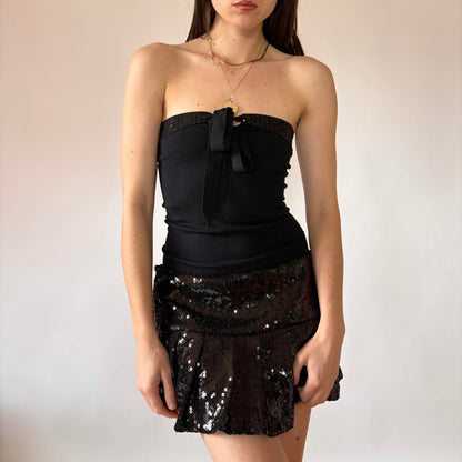 Y2K Silky Sequin Tube Top (S)