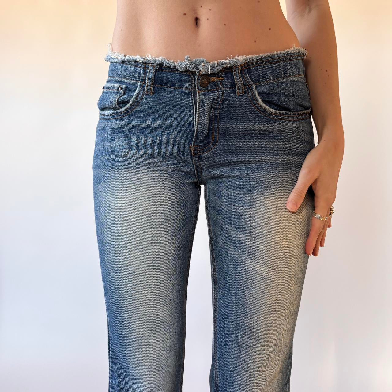 Y2K Faded Low Rise Jeans (XS)