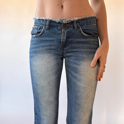 Y2K Faded Low Rise Jeans (XS)