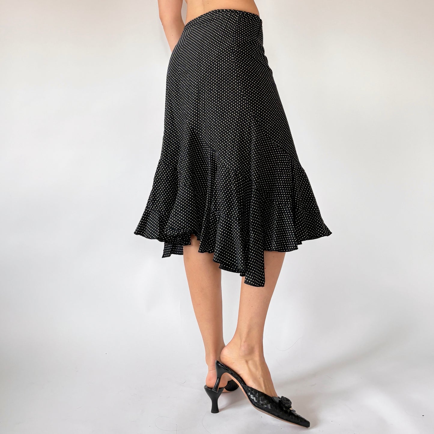 2000s Flirty Polka Dot Midi Skirt (XS)