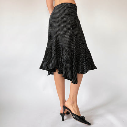2000s Flirty Polka Dot Midi Skirt (XS)