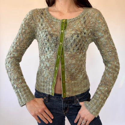 2000s Pistachio Knit Cardigan (XS)