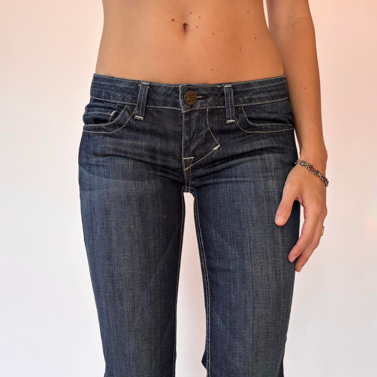 Y2K Dark Wash Low Rise Jeans (XXS/XS)
