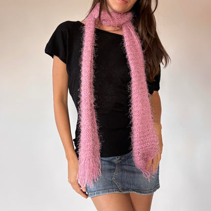 Y2K Pink Knitted Scarf