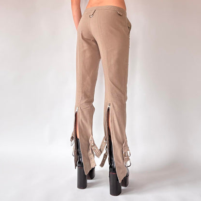 Italian Low Rise Nude Buckle Trousers (S)