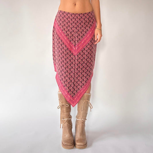 90s Pointed Hem Silk Skirt (S)