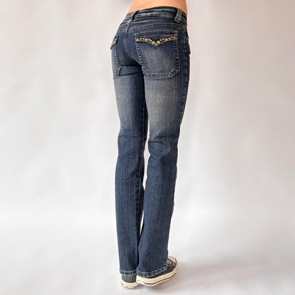 Y2K Low Rise Studded Bootcut Jeans (XXS)