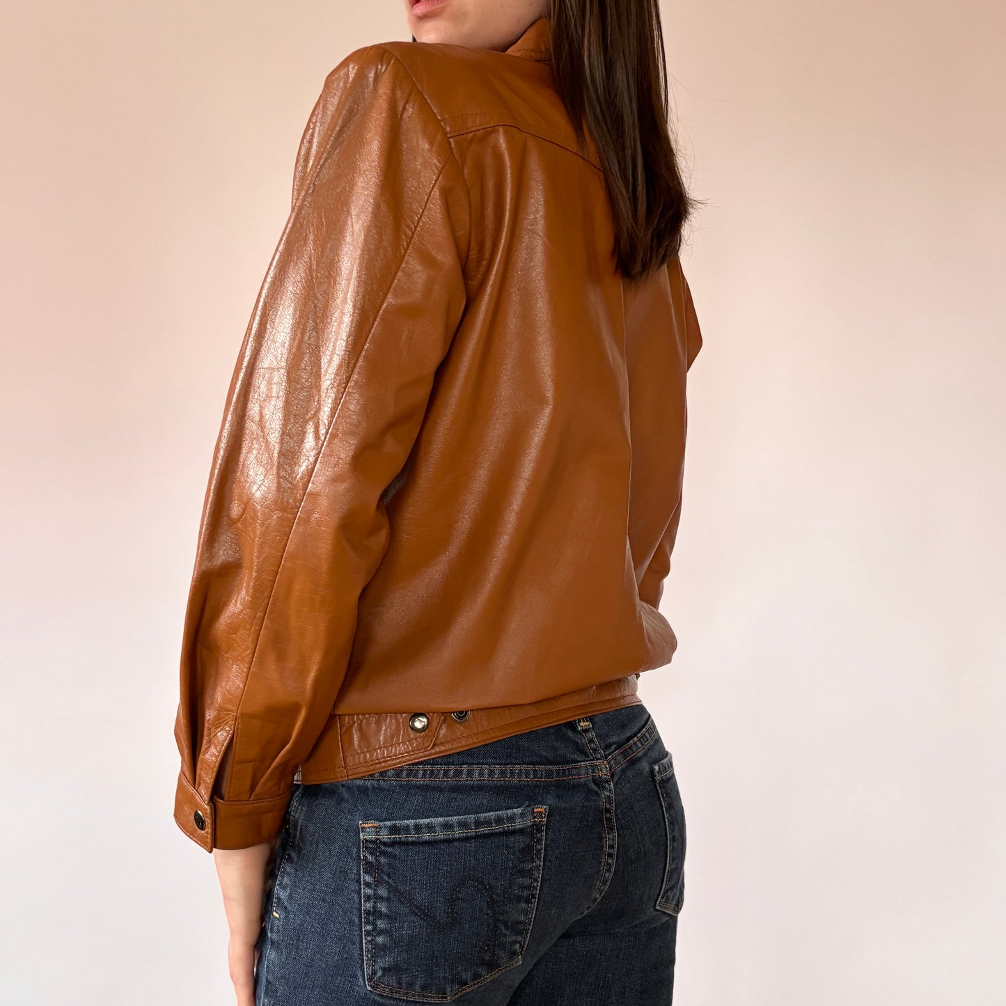 90s Cognac Leather Jacket (XS)
