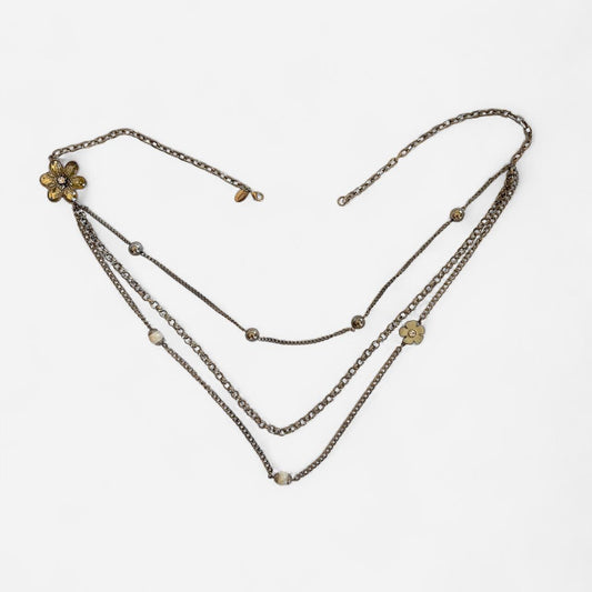 Y2K Floral Rhinestone Drape Chain Belt