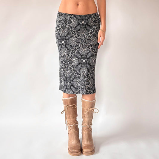2000s Silk Paisley Midi Skirt (S)