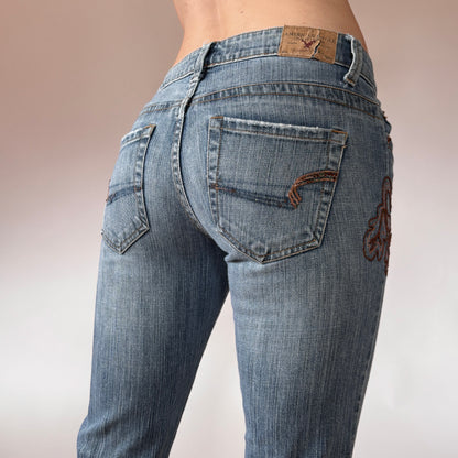 Y2K Embellished Low Rise Jeans (XS)
