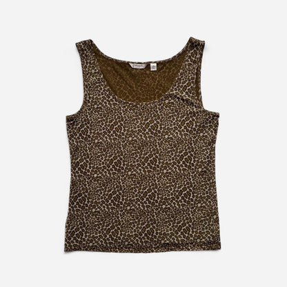Y2K Olive Leopard Mesh Top (XL-2X)