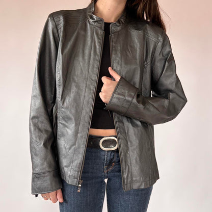 Chrome Genuine Leather Moto Jacket (XL/1X)