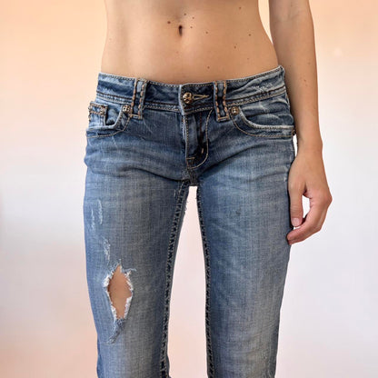 Y2K Low Rise Miss Me Jeans (XS)