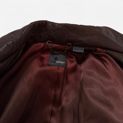 90s Brown Belted Leather Jacket (S/M)