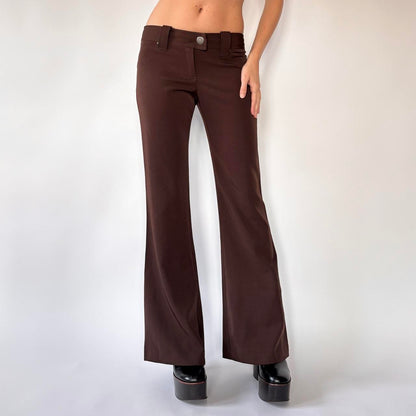 Y2K Chocolate Brown Flare Pants (XS)
