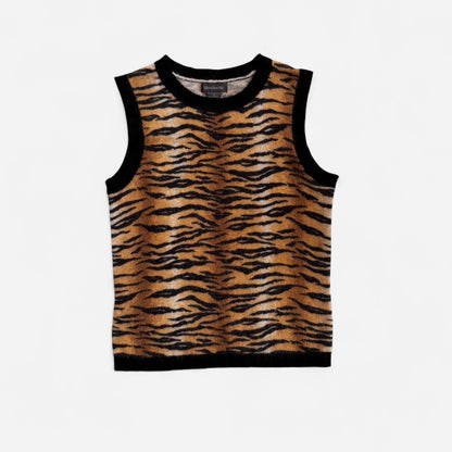 2000s Tiger Print Knit Top (S/M)