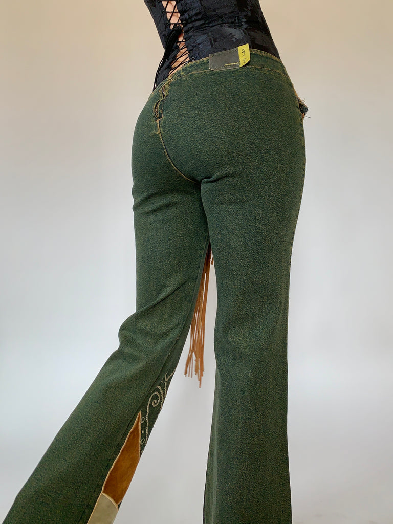 Vintage 90s Y2K Flare Bell Bottom Jeans Boho Hippie Groovy Wide Leg Paisley