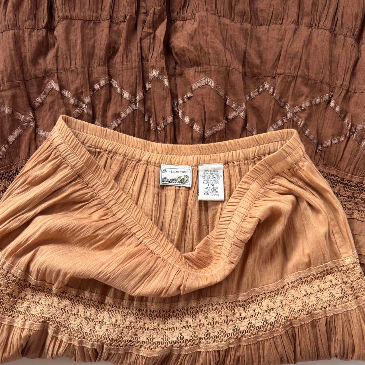 Y2K Tiered Cotton Maxi Skirt (M/L)