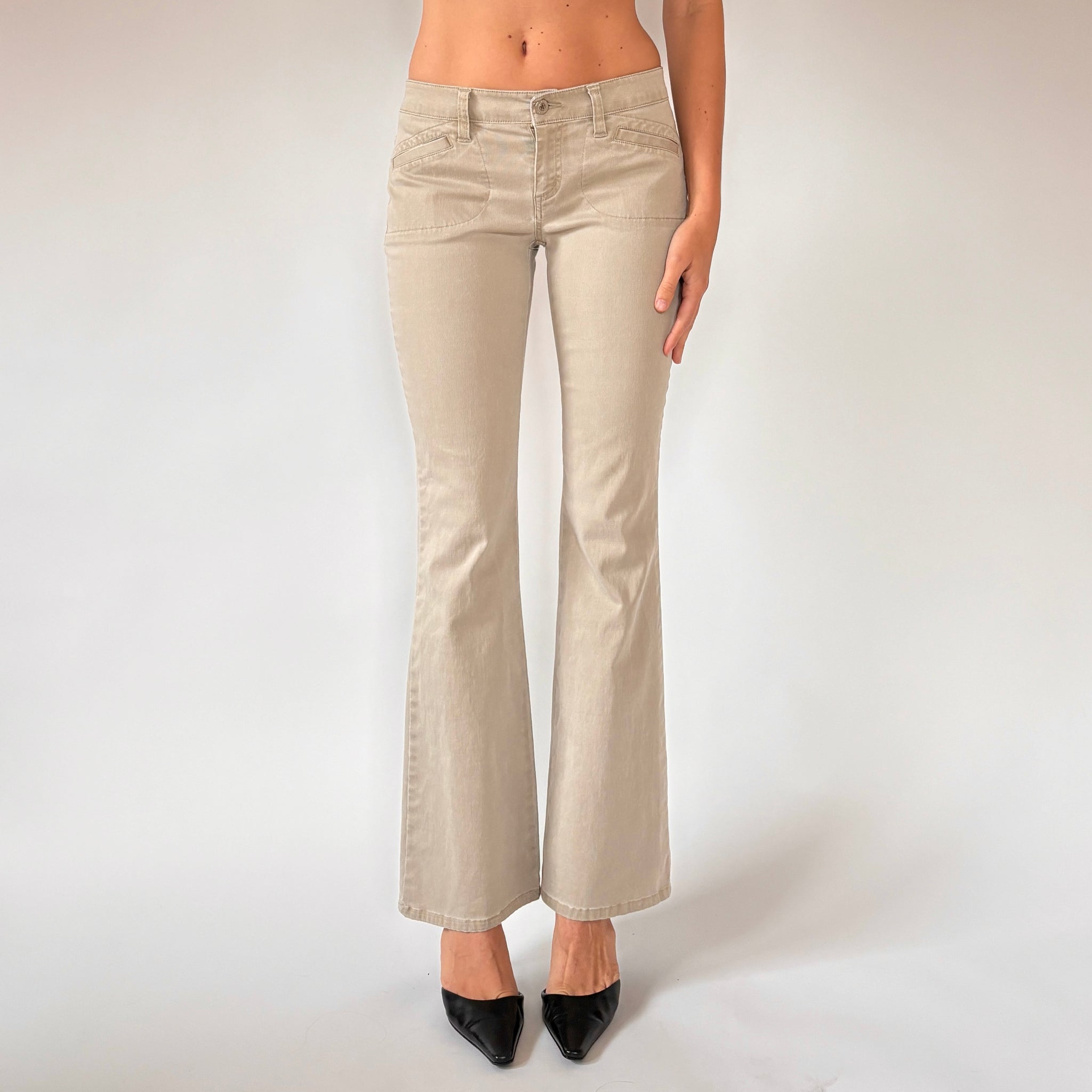 Y2K Low Rise Khaki Flares (XS)