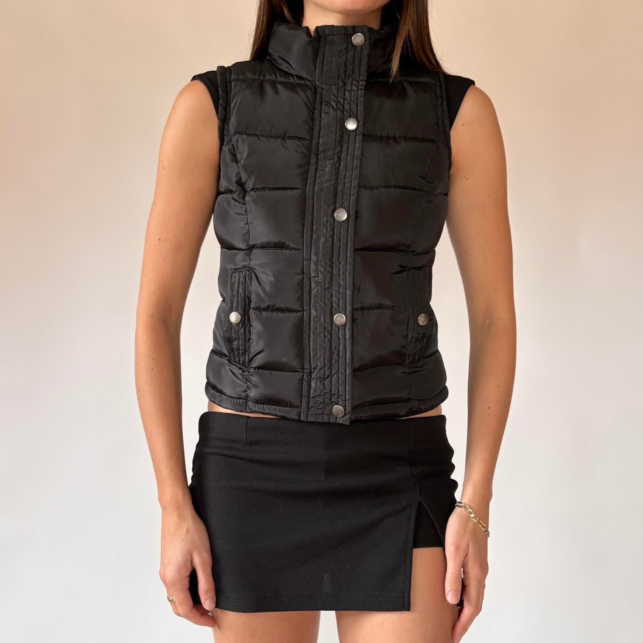 Y2K Black Puffer Vest (XS)