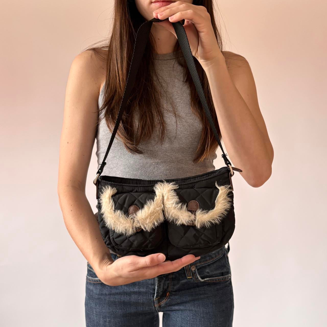 Y2K Furry Quilted Shoulder Bag