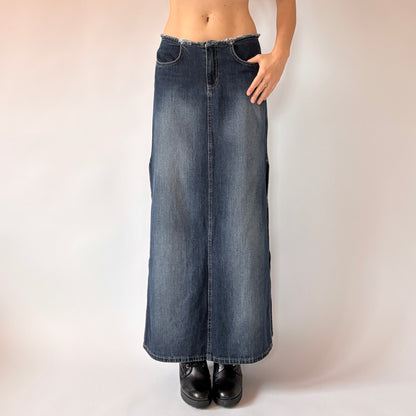 Y2K Denim Maxi Skirt (S)
