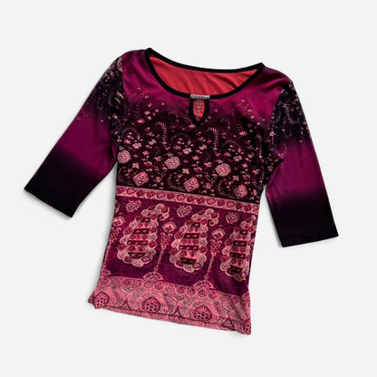 Y2K Beaded Neckline Mesh Top (M/L)